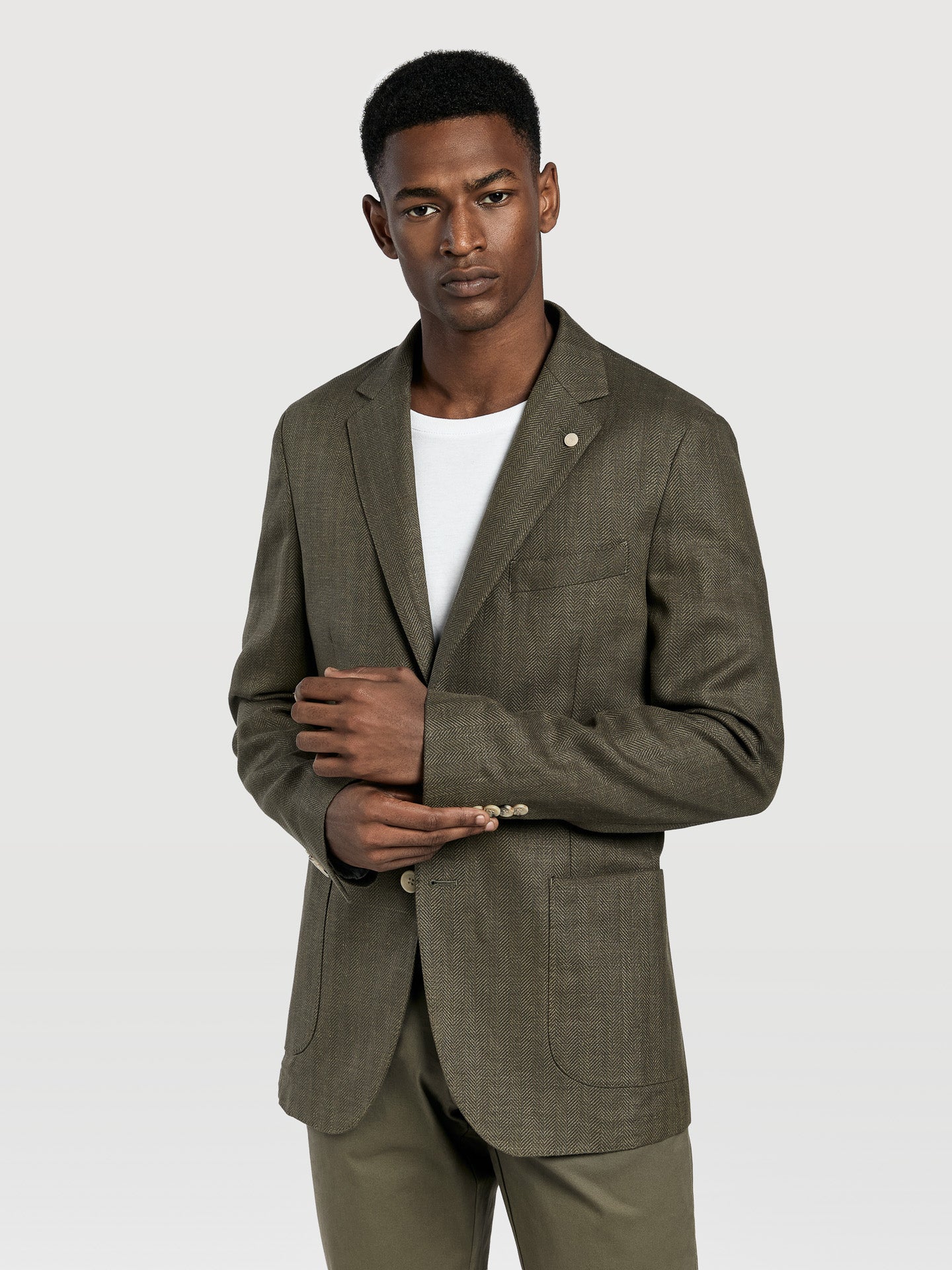 Herringbone linen edition deconstructed blazer Sacoor Brothers